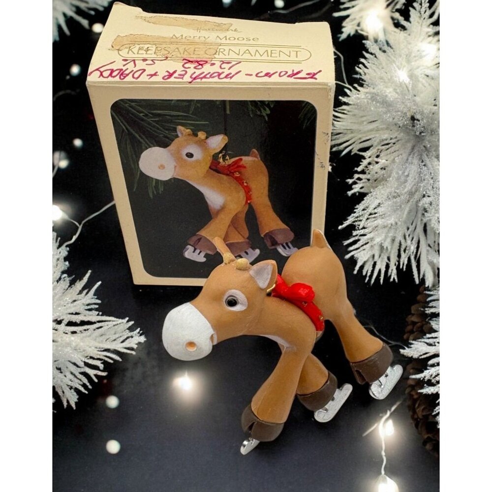 Hallmark Keepsake Merry Moose Christmas Tree Ornament Clumsy Ice Skating